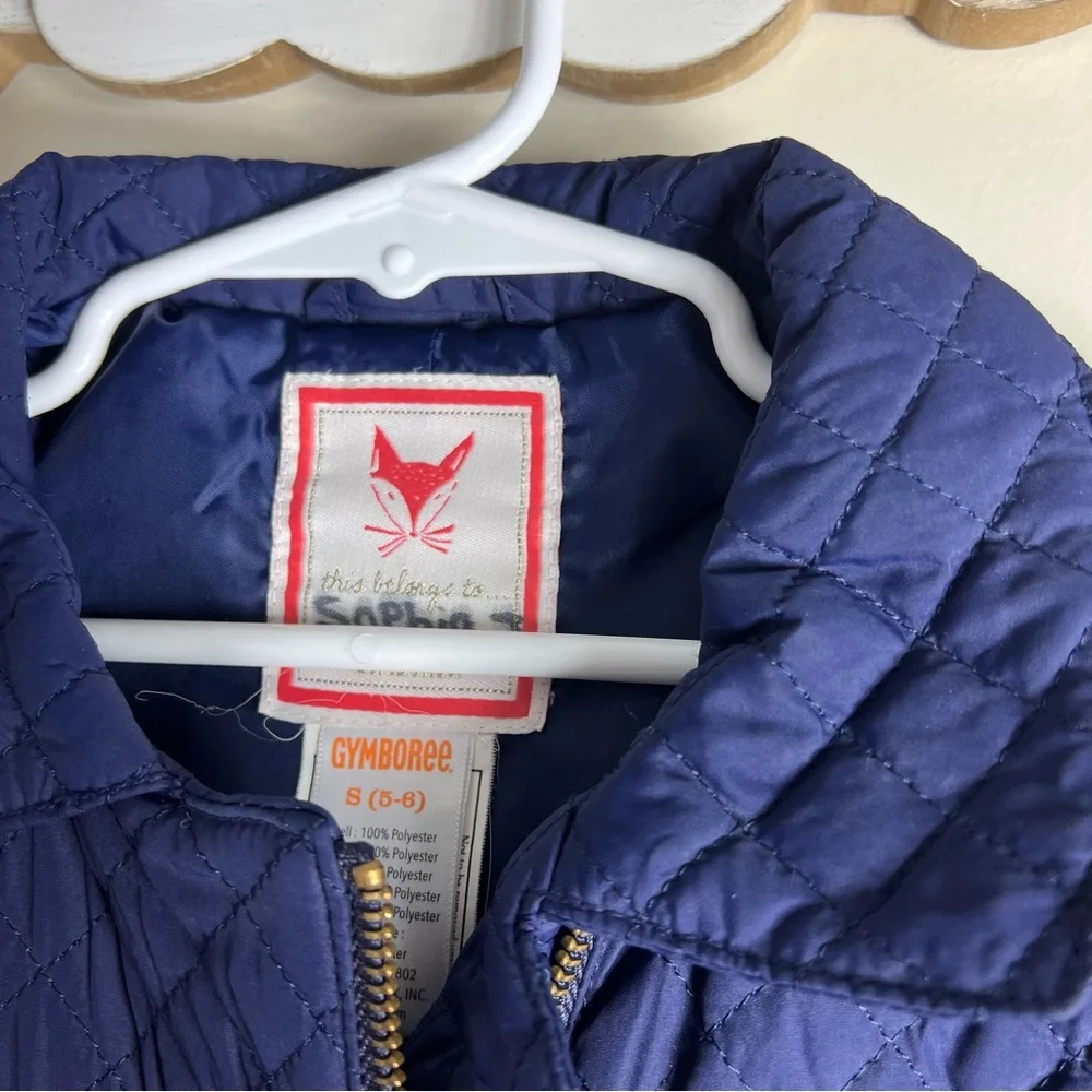Gymboree Navy Quilted Jacket Girls Size‎ 5/6 Lightweight Zip Up Coat